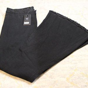 L&B Lucky & Blessed Womens Black Jeans Size 18 High Rise Flare Fringe (bn)